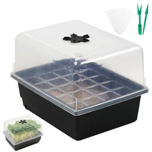 Bandeja de germinación, kit de plantación cuadrada, fondo de drenaje para suculentas, verduras y propagación de invernadero, 12 celdas, para jardinería interior y exterior