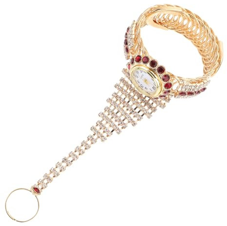 ULDIGI Rhinestone Armband Uhr Für Damen Modisches Armband Mit Glitzersteinen Elegantes Design Granatrot Für Besondere Anlässe Bequem Und Zu Tragen