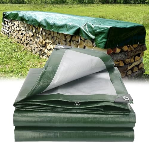 Lonas para Exteriores con Ojales, 120g/㎡ Impermeable y Reforzada Lona, Lona de protección 1X3 2X4 5X5 6X7 9X10M per Tienda Camping Construcción Jardín Piscinia y Vehículos(Verde Militar)