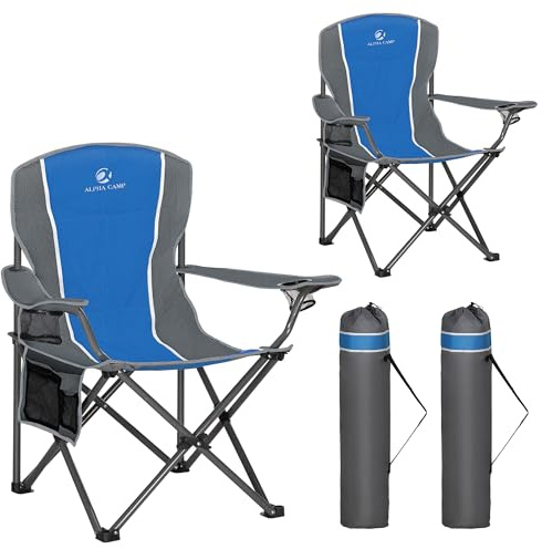 ALPHA CAMP Camping Chairs Set of 2 for Adults Heavy Duty Camping Chair Blue