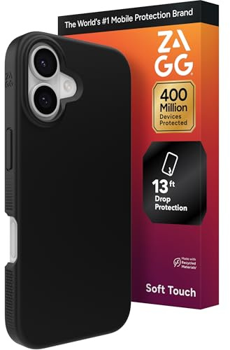 ZAGG Manhattan Snap Phone Case for iPhone 17 - Black, Drop Protection (13ft/4m), Soft-Touch Silicone, Slim & Lightweight, Smooth Surface & No-Slip Grip, MagSafe Compatible