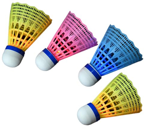 Generisch LED Badminton - 4 Stück Leucht Federball,Ball Training Übungsausrüstung Sport Anfänger,Garten Praxis Outdoor Erwachsene Kinder Indoor Spaßaktivitäten