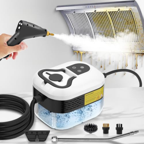 Nettoyeur Vapeur 2500W, 3 Bars, Bouton Tactile, 4 Brosses | 6 niveaux réglables, chauffage 15S, à main, pour cuisine/salle de bain/voiture/carrelage, portable, facile à utiliser
