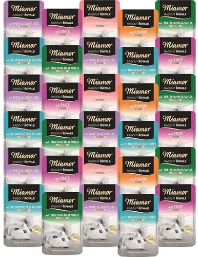 Miamor Ragout Royale in Sauce Mixpaket | 30 x 100g | 5 von 6 Sorten garantiert | Getreidefreies Katzen Nassfutter | Frischebeutel