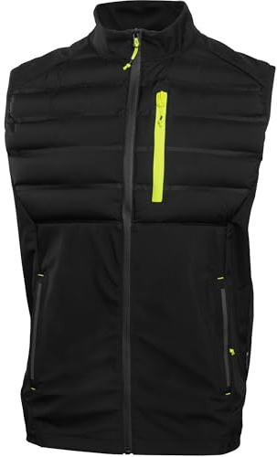 Högert Technik - Gilet softshell da uomo nero Gilet da lavoro outdoor Antivento Idrorepellente Traspirante Con cappuccio Tasche con cerniera Elementi riflettenti