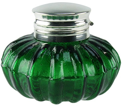 Antik Vintage Reproduktion Silber Top Dunkelgrün Glas Tintenfass