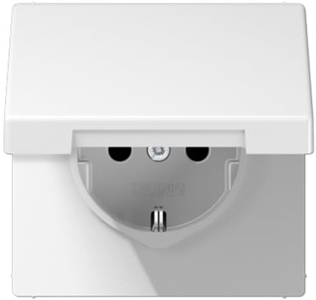 Jung 1520 BFKIKL WW Schuko Steckdose 16 A 250 V bruchsicher mit Berührungsschutz und Klappdeckel Serie LS alpinweiß, 250 V