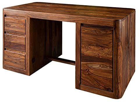 MASSIVMOEBEL24.DE Toronto Schreibtisch 150x78x75 Sheesham/Palisander, Farbe:Dunkelbraun gewachst, Größe:150x75x78 cm (BxTxH)
