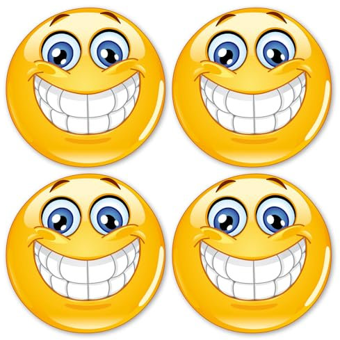 4er Set Smile-Aufkleber smile I kfz295 I rund Ø 5 cm I Sticker lachend für Smartphone Handy Laptop Fahrrad Motorrad Roller I wetterfest
