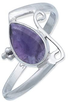 mantraroma Damen Ring 925 Silber Amethyst Edelstein lila schlicht groß modern