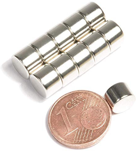 Neodym Magnet Mini 7x5mm Für Magnettafel Pinnwand Kühlschrank Starker Zylinder Magnete - Whiteboard Stabmagnet 7mm x 5mm – N45 Stark (10)