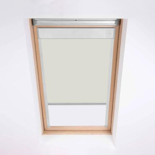 Classic Roof Blinds Skylight Jalousien für Fakro Dachfenster - Verdunkelungsrollo - Antik Creme - Silber Aluminium Rahmen, 114/118 (Code 10)