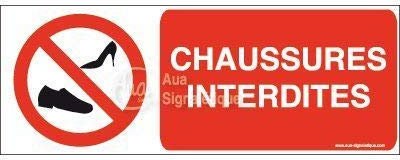 AUA SIGNALETIQUE - Panneau Chaussures interdites-B - 160x60 mm, Vinyl adhésif