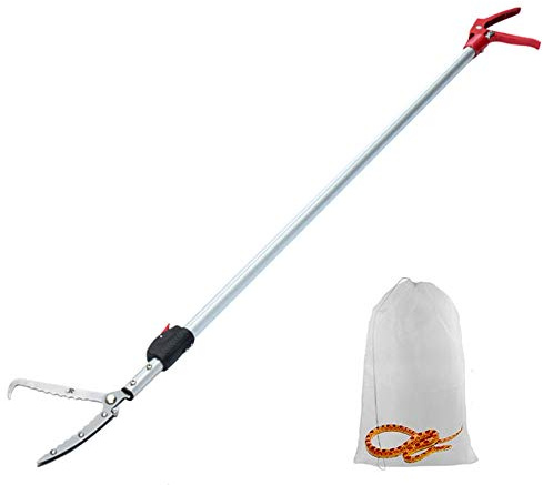 V-CHEETONG Extendable Snake Tong Reptile Grabber Rattle Snake Catcher Wide Jaw Handling Tool with Lock and Comfortable Grip(Include Snake Bag) (86 inches Extendable Snake Tong)
