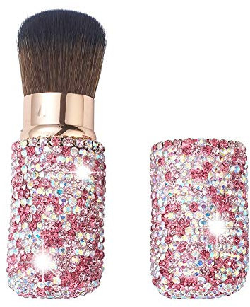 XhuangTech Pinceau de maquillage en cristal pour fard à joues avec strass et fond de teint Rose
