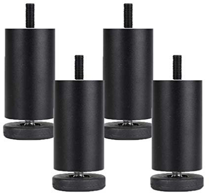4 Pièces Pieds de Meubles Reglables Pieds de Meubles en Alliage d'aluminium Meubles Jambes Ronde Métal Pattes de Meuble Table Canapé Lit,Noir(6cm)