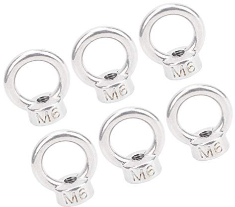 Fafeicy 10 pièces Écrou à œil M6 x 15mm, Filetage femelle Anneau de levage à oeil en 304 acier inoxydable pour construction matériel de construction terrasses de poids marin boulons