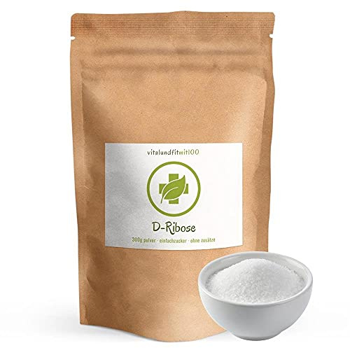 vitalundfitmit100 D-Ribose Pulver 300 g - vegan - ohne Zusatzstoffe