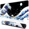 MEWOOCUE Tapis de souris pour ordinateur portable de jeu, motif vague de mer, tapis de bureau imperméable et antidérapant, 3 mm d'épaisseur, XL, tapis de table en caoutchouc, motif Kanagawa Surf et