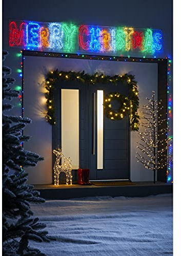 WeRChristmas Pre-Lit Animated Merry Christmas Rope Light Silhouette, Multi Colour (WRC-10053)