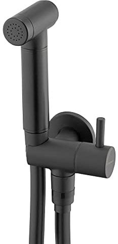 Messing schwarz lackierter Wasserhahn Bidet Handling 1,5 m Schlauch abgewinkelt