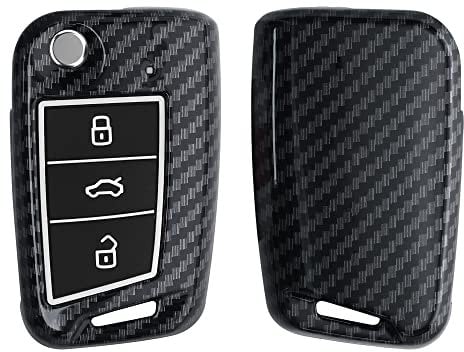 kwmobile Accessoire clé de Voiture Compatible avec VW Golf 7 MK7 3-Bouton - Coque de Protection étui Souple en Plastique avec Silicone à l'intérieur - Noir