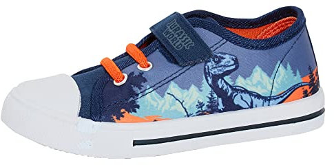 Jurassic World Dino Plimsolls - Scarpe da Ginnastica per Bambini, con Dinosauro, Facile da Toccare, con Chiusura Sportiva, Blu, 30 EU