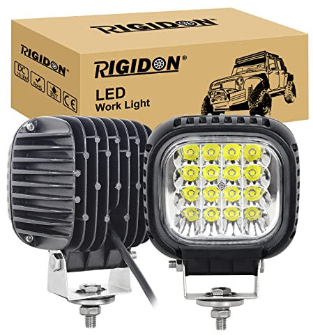 RIGIDON 1 Stück led arbeitsscheinwerfer 48w, 5 zoll 4800 lumens strahler spot 12v 24v, weiß außen wasserdicht spotlight, leds nebelscheinwerfer für Auto Offroad ATV, Traktor, LKW, KFZ, 4x4