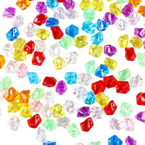 ARZASGO 1000 Stück Acrylkristalle Ice Rocks Farbige Edelsteine für Vasenfüller, Tischstreuung, Partygunst, Hochzeitsdekoration, Kunsthandwerk (1,5cm)