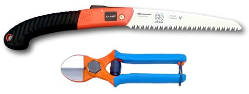 DUE BUOI Set mit geschmiedeter Schere doppelt geschnitten 133/20 und Klappsäge RS180/18 zum Beschneiden