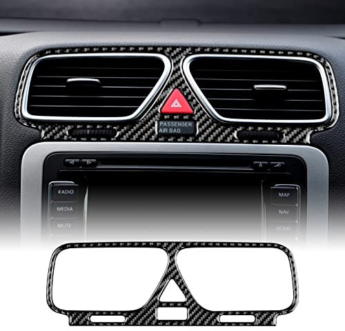 KUNGKIC Auto Zentrale Steuerung Luftauslass Panel Entlüftung Rahmen Kohlefaser Aufkleber Dekorative Innenbereich Compatible with VW Volkswagen Scirocco 2009-2014 Zubehör
