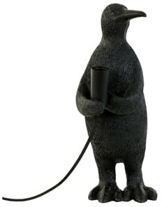 Light & Living Tischlampe Penguin - Schwarz - 16x13x34cm - Rund - Kunststoff - Tischleuchte Wohnzimmer & Schlafzimmer - Tischlampen modern