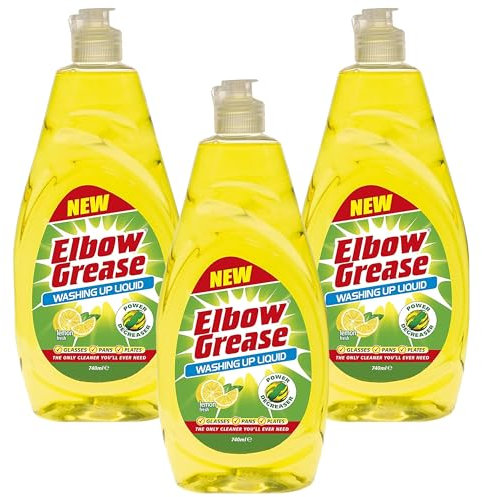 Lemon fresh Washing Up Liquid - Power Degreaser for Glasses Pans and Plates - 3 x 600ml