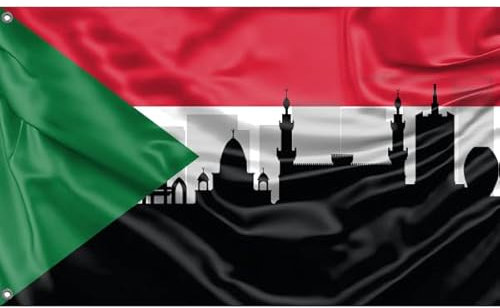 Khartoum Skyline-Flagge | Sudan | einzigartiger Designdruck | hergestellt in der EU (90 x 150 cm)