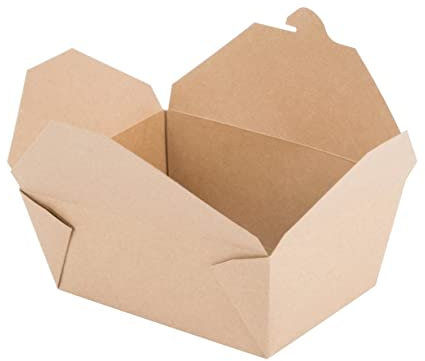 Contenitore per Alimenti richiudibile in carta Kraft, Monoporzione, Antigrasso, Biodegradabile, Fingerfood, Take Away, vaschetta neutra ideale per fritture - misure 114x90x64mm - conf. da 50pz