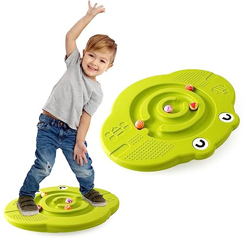 Wackel-Balance-Board für Kinder, Kunststoff-Wippe-Labyrinth-Board mit Trittsteinen, Belastung 220 Pfund, aktives Spielen und Training für Kleinkinder