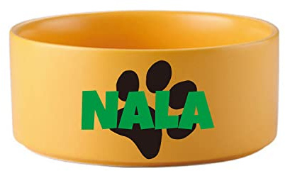 Personalized Ceramic Dog Cat Bowls Dog Water and Food Dish Custom Pet Bowl for Small Medium Large Dogs Kitten Puppy Bowls Bottom Non-Slip (Yellow)