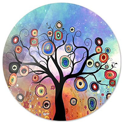 Lupia - Calamita, MAGNETI in Legno Set da 24 Pezzi D.4,5 cm Tree K con Decorazione Stampata Albero della Vita, segnaposto ricordino Regalo, bomboniera confettata, pensierino Anniversario