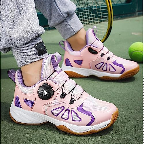 Unisex Badminton Schuhe Herren Damen Kinder Leicht Atmungsaktiv Tischtennis Schuhe Outdoor Fitness Straßenlaufschuhe Hallenschuhe,Pink-40EU