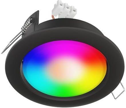 ledscom.de Einbaustrahler Zobe II flach anthrazit matt + RGB Leuchtmittel warmweiß - kaltweiß, Smart Home - 107mmØ Loch 90mmØ
