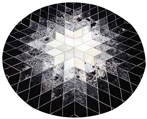 Teppich Rindsleder-Patchwork-Teppich, europäisches Leder, handgefertigte Nähte, runder Teppich, rutschfest, weich, kreativ, modisch, Bürobereich, Freizeitbereich, Sitz, Sofa, Teppich, Matten, Tür-BO