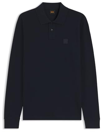 BOSS Herren Pirol Longsleeve-Poloshirt aus Interlock-Baumwolle mit tonalem Logo