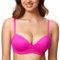 DOBREVA Women's Push Up Bra Plunge Wireless Comfortable T Shirt Padded Bras Glitter Pink 40C