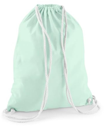 minimutz Turnbeutel Baumwolle zum Zuziehen - Schuhbeutel zum Bemalen Bedrucken - Sportbeutel Gymbag Jute Rucksack (pastellgrün)