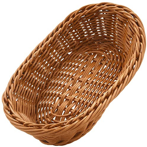 Oewnvmd Mimbre Ovalado Canasta de Pan Tejido, Cesta de Almacenamiento de 10.2 Pulgadas para Alimentos Fruta CosméTica Almacenamiento Mesa y BañO