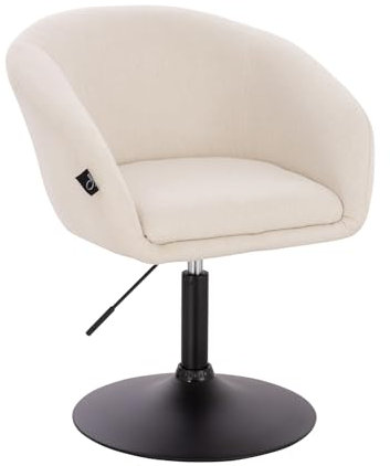 SVITA Jamaika Loungesessel Cocktailsessel Barsessel Clubsessel Polsterstuhl Tellerfuß mit Armlehnen Leinenoptik Creme
