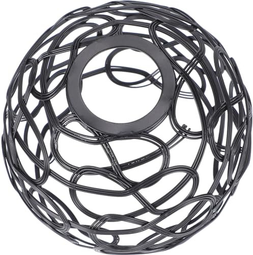 OSALADI Abat-Jour En Fil Métallique Cage Métallique Abat-Jour Rond Noir Couvercle De Lumière En Métal Ajouré Pour Lampe