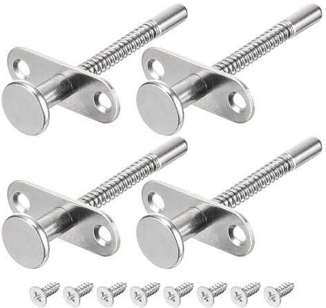sourcing map Plunger Latches, 6.5x80mm/0.26x3.15inch Steel Spring-Loaded Bolt Plunger Latch for Furniture Bed Door, 4Pcs