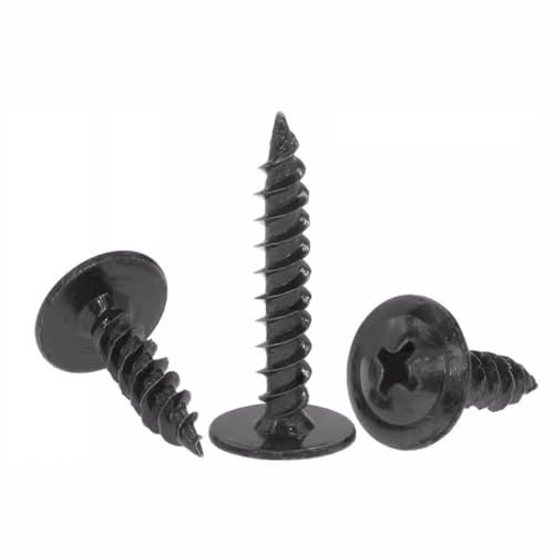 FandWay 100 Stück M4,2 x 50 mm Tellerkopf-Blechschrauben, modifizierte Halsspannkopf-Selbstbohrschraube, selbstschneidende Schrauben für Blech, Aluminium, Holz, Kunststoffe (schwarz)