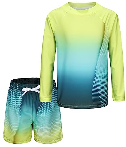 UV Schwimmshirt Jungen Zweiteilig Langarm Badeshirt Kinder Badeshorts Jungen Badeanzug Set 152 158/13-14 Jahre